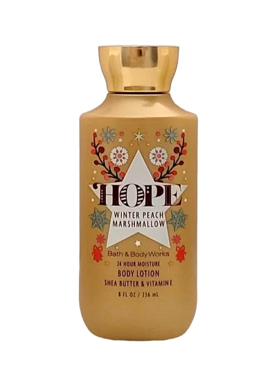 Bath And Body Works Hope Winter Peach Marshmallow 24hr Moisture Body Lotion Shea Butter & Vitamin E 8fl Oz 236 mL