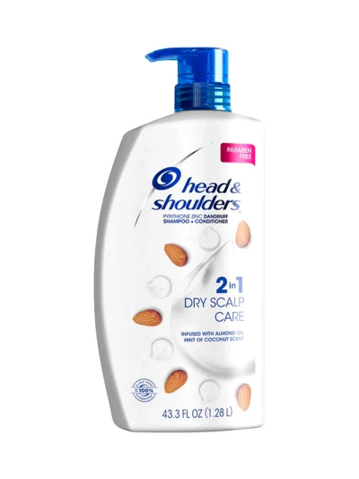 Head And Shoulders Shampoo And Conditioner Dry Scalp Care 2 in 1 Almond and Coconut Scent 43.3 FL Oz