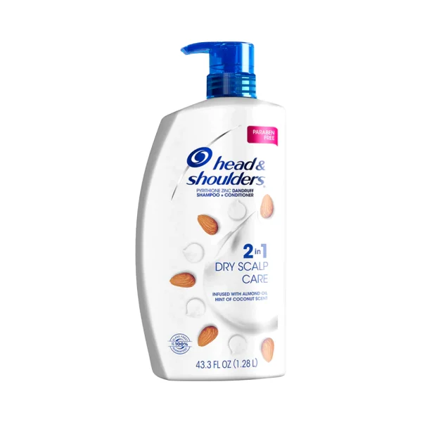 Head And Shoulders Shampoo And Conditioner Dry Scalp Care 2 in 1 Almond and Coconut Scent 43.3 FL Oz