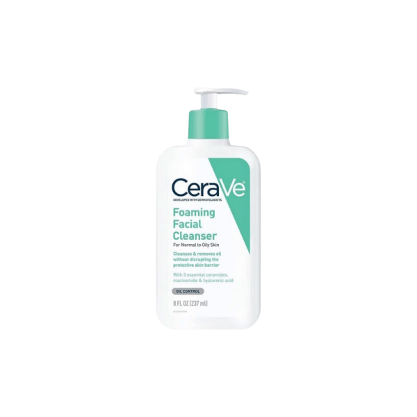 Cerave Foaming Facial Cleanser For Normal To Oily Skin With 3 Essential Ceramides, Niacinamide & Hyaluronic Acid 8 oz