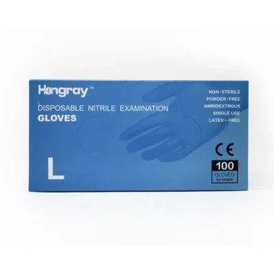 Hongray Disposable Nitrile Examination Gloves, Non Sterile, Powder-Free Ambidextrous Single Use Latex Free Large Size 100 Gloves