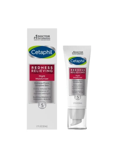 Cetaphil Redness Relieving, Night Facial Moisturizer Cream, For Sensitive Skin, 1.7 FL.OZ (50ml)