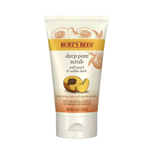 Burts Bees Peach and Willow Bark Deep Pore Exfoliating Facial Scrub, 4 Oz(113.3g)