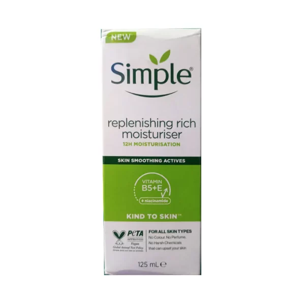 Simple Replenishing Rich Moisturiser Vitamin B5+E Kind to Skin 125ML