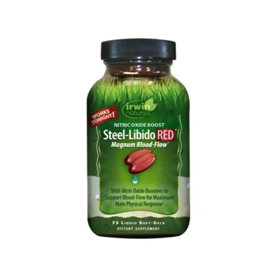 Irwin Naturals Nitric Oxide Boost Steel-Libido Red Magnum Blood-Flow For Maximum Male Physical Response 75 Liquid Softgels