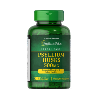 Puritans Pride Psyllium Husks 500mg Supports Digestive & Colon Health 200 Rapid Release Capsules #3241