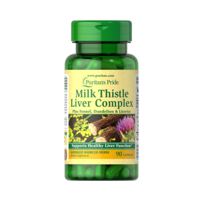 Puritans Pride Milk Thistle Liver Complex, Supports Healthy Liver Function, 90 Caps #26095