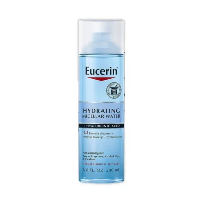 Eucerin Hydrating Micellar Water + Hyaluronic Acid 3-1 Formula Cleaners + Removes Makeup + Hydrates Skin 6.8 fl OZ