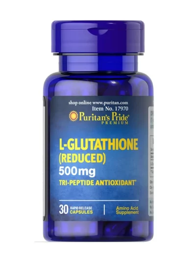 Puritans Pride L Glutathione Reduced 500mg Tri Peptide Antioxidant, 30 Capsules #17970