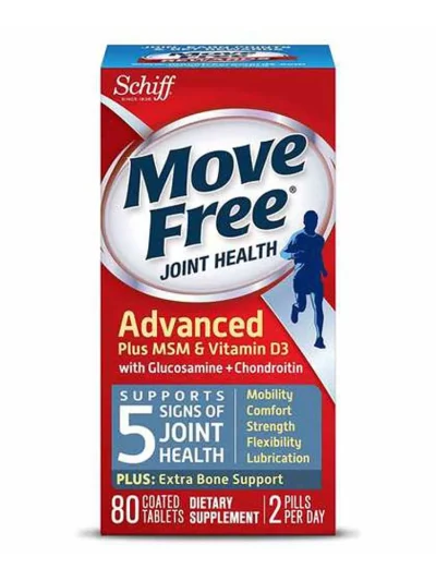 Schiff Move Free Joint Health, Advanced Plus MSM & Vitamin D3, 80CT