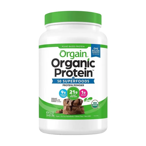 Orgain Organic Protein and Superfoods Plant Based Protein Powder, Creamy Chocolate Fudge, 2.64 Lbs