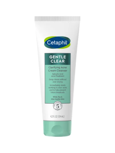 Cetaphil Gentle Clear Clarifying Acne Cream Cleanser, Soothe Skin 4.2Fl Oz 124mL