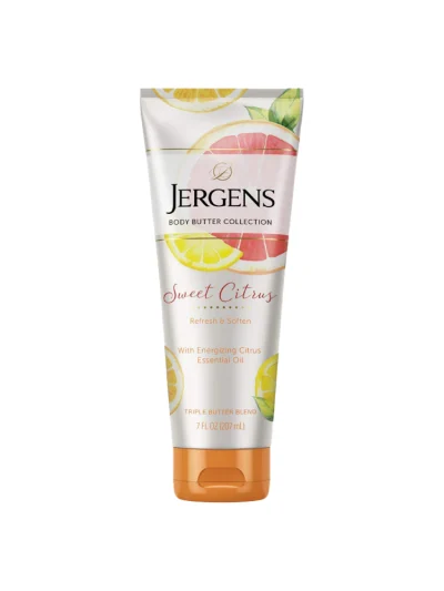 Jergens Sweet Citrus Refresh & Soften With Energizing Citrus Essential Oil Triple Butter Blend Body Lotion 7 FL Oz 207 mL