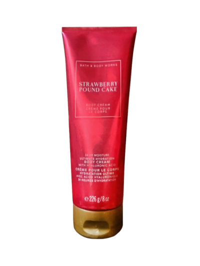 Bath & Body Works Strawberry Pound Cake Body Cream with Hyaluronic Acid, 8 Oz