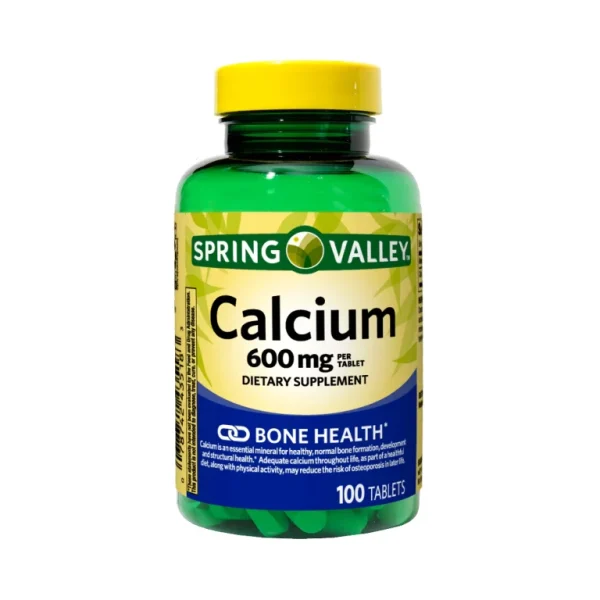 Spring Valley Calcium 600mg per Tablet Dietary Supplement Support Bone Health 100 Tablets