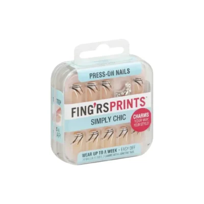 Fingrs, Prints Simply Chic Press-On Nails, 24 Nails 12 Sizes, 2 Charms with 6 Adhesive Tabs #122613